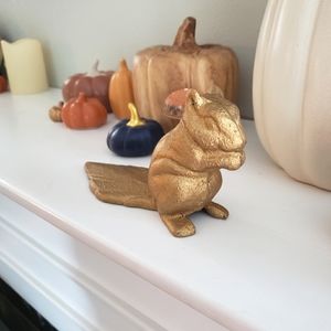 Gold harvest squirrel figurine